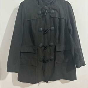Torrid Gray Pea Coat with Hood and Toggle Fasteners